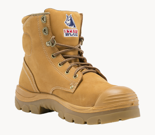 Steel Blue Argyle Lace-Up Safety Boot + Scuff - 332102