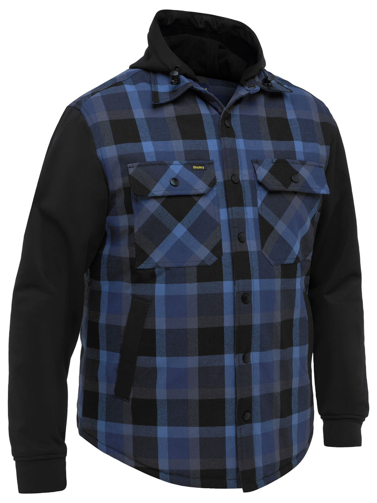 Bisley Contrast Check Hooded Shirt - BJ6708