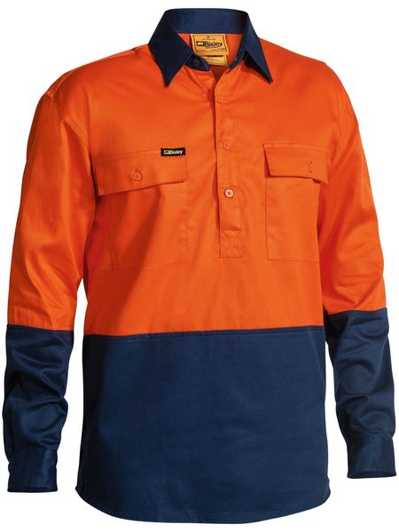 Bisley HiVis Closed Front Drill Shirt - BSC6267