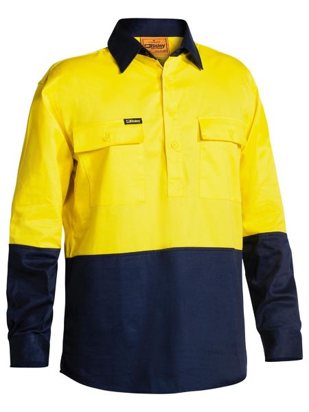 Bisley HiVis Closed Front Drill Shirt - BSC6267