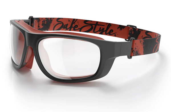 SafeStyle Switches Matte Black/Red Frame Clear Lens Safety Glasses