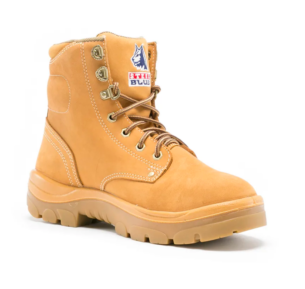 Steel Blue Argyle Lace-Up Safety Boot + Scuff - 332102