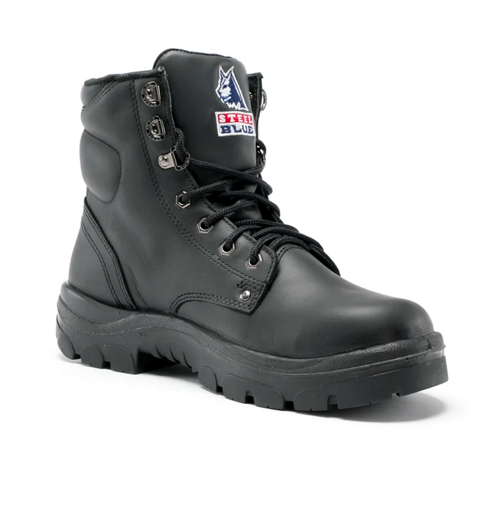 Steel Blue Argyle Lace-Up Safety Boot + Scuff - 332102