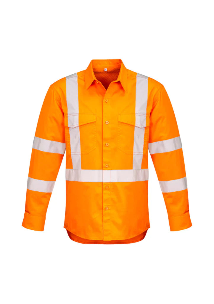 Syzmik Mens Hi Vis X Back Taped Long Sleeve Shirt - ZW690